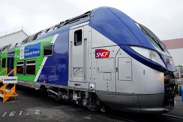 The 100th Bombardier Regio 2N electric double-deck train, the tenth for the Hauts-de-France region, is pictured at the Bombardier plant in Crespin, near Valenciennes, northern France, October 17, 2016. (Photo by Benoit Tessier/Reuters)