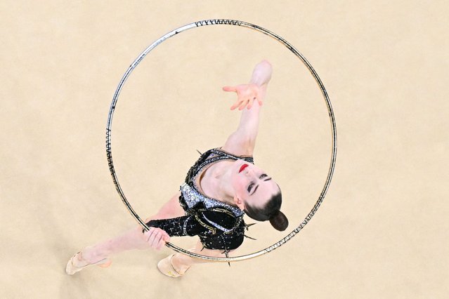 Germany's Darja Varfolomeev competes in the rhytmic gymnastics' individual all-around final during the Paris 2024 Olympic Games at the Porte de la Chapelle Arena in Paris, on August 9, 2024. (Photo by Gabriel Bouys/AFP Photo)