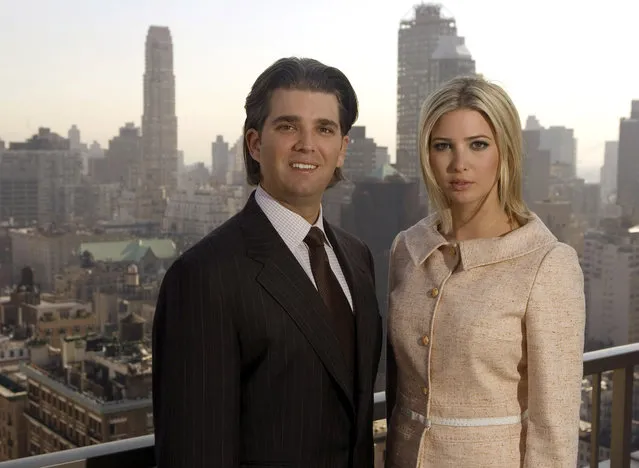 Donald Trump Jr. and his sister Ivanka Trump pose for a photo on the penthouse terrace of the Trump Park Avenue building in New York, Tuesday April 11, 2006. The children, and employees, of real estate tycoon Donald Trump have not taken the most direct route to their positions in the Trump Organization. (Photo by Richard Drew/AP Photo)