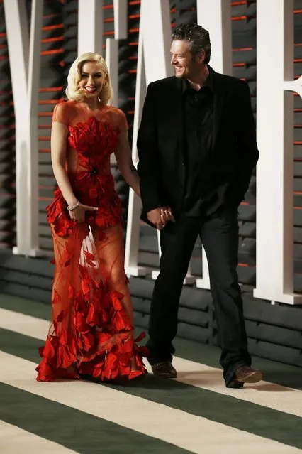 Musicians Gwen Stefani and Blake Shelton arrive at the Vanity Fair Oscar Party in Beverly Hills, California February 28, 2016. (Photo by Danny Moloshok/Reuters)