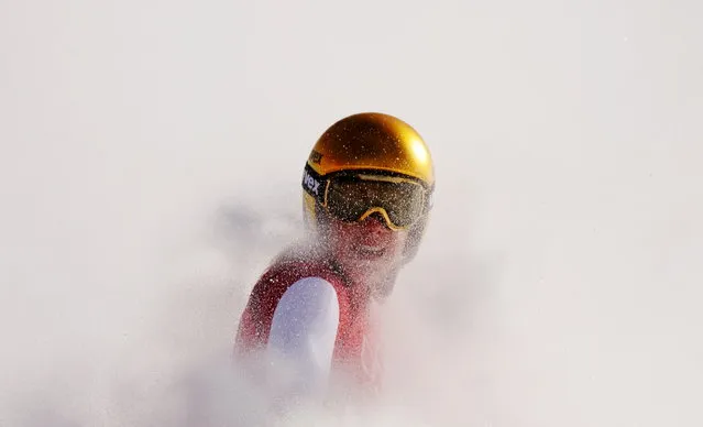 Katharina Liensberger of Austria competes in the first run of the women's giant slalom at the Winter Olympics in Beijing, China on February 7, 2022. (Photo by Jorge Silva/Reuters)