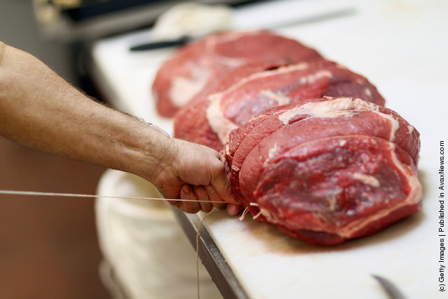 Meat is seen for sale at Laurenzo's Italian Center in North Miami Beach, Florida