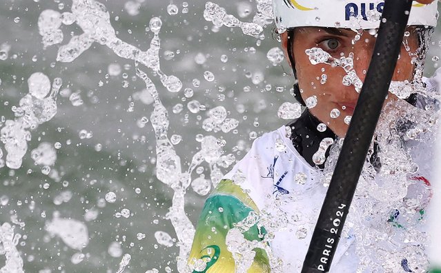 Australia's Jessica Fox competes in the women's kayak single heats during the canoe slalom on July 27, 2024. (Photo by Yara Nardi/Reuters)