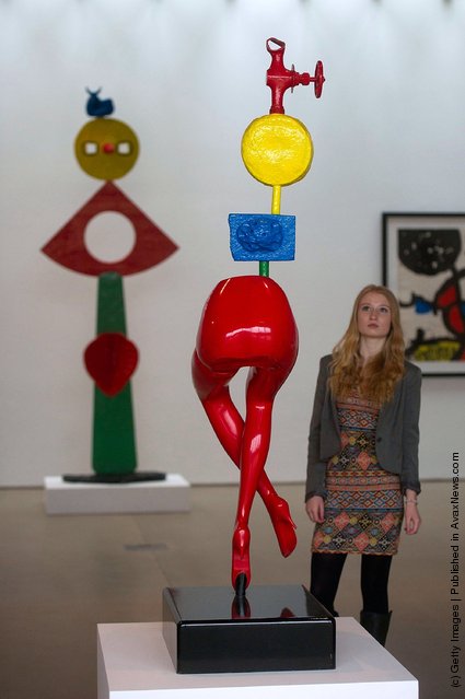 Alice Wild admires Jeune fille s evandant (Girl Escaping) by Joan Miro in the Yorkshire Sculpture park gallery
