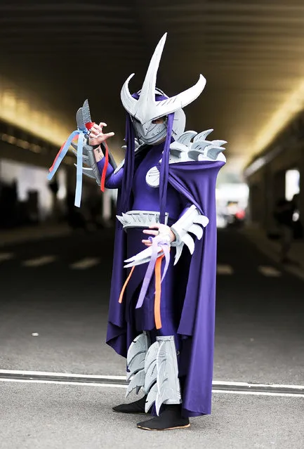 A Comic Con attendee poses as Shredder during the 2014 New York Comic Con at Jacob Javitz Center on October 10, 2014 in New York City. (Photo by Daniel Zuchnik/Getty Images)