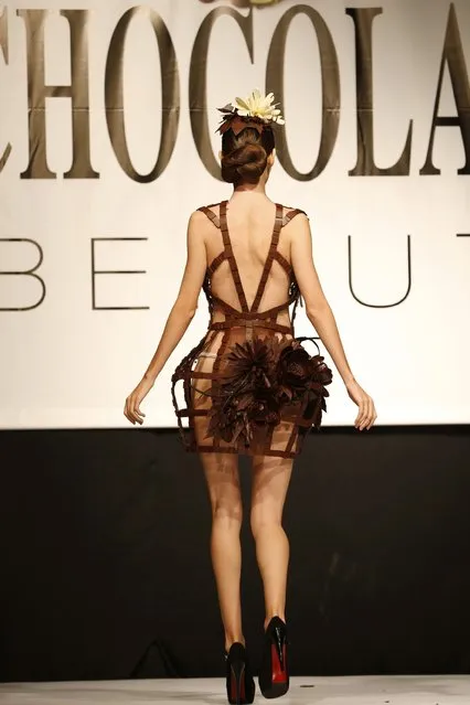 A model presents a creation made with chocolate by professional designers and pastry chefs during the Chocolate Fashion Show at the Salon Du Chocolat in Beirut November 6, 2014. (Photo by Jamal Saidi/Reuters)