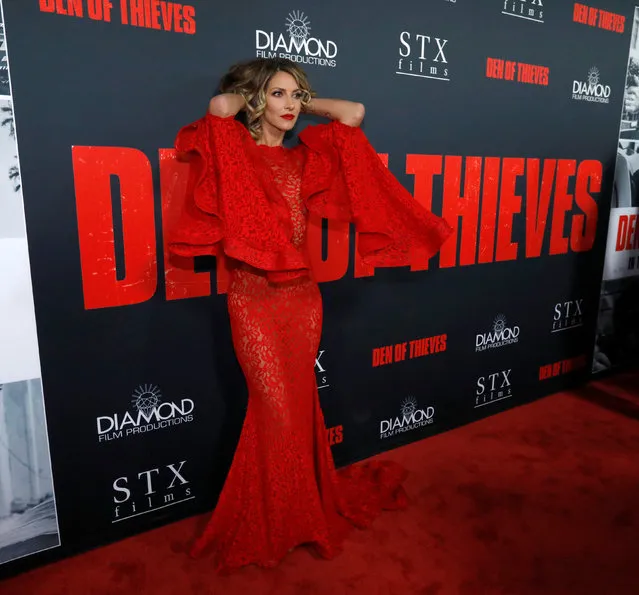 Cast member Dawn Olivieri poses at the premiere for “Den of Thieves” in Los Angeles, California, U.S., January 17, 2018. (Photo by Mario Anzuoni/Reuters)