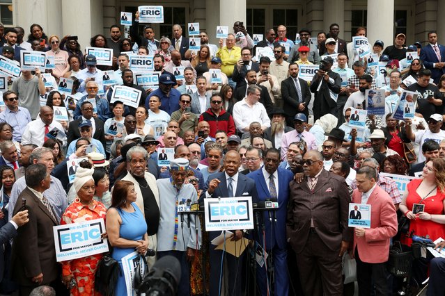 New York City Mayor Eric Adams announces his re-election campaign as an independent after leaving the Democratic Party, at City Hall in New York City on June 26, 2025. (Photo by Kylie Cooper/Reuters)