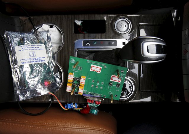 A part of devices of a brain-controlled vehicle system is seen connected to a car during a demonstration at Nankai University in Tianjin, China, November 17, 2015. (Photo by Kim Kyung-Hoon/Reuters)