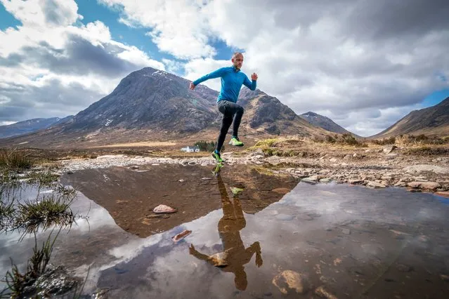 Author Chris Carse Wilson, from Newport, Fife, runs in Glen Coe in the Scottish Highlands, the inspiration for his debut novel Fray which is published on Thursday, April 25, 2023. Chris, who wrote Fray in secret on the bus to and from work at the V&A Dundee, uses running and writing to manage his own mental health challenges. (Photo by Jane Barlow/PA Images via Getty Images)