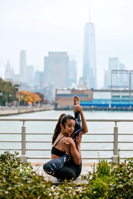 Yoga in Front of the One World Trade Centre. (Photo by Kristina Kashtanova/Caters News)