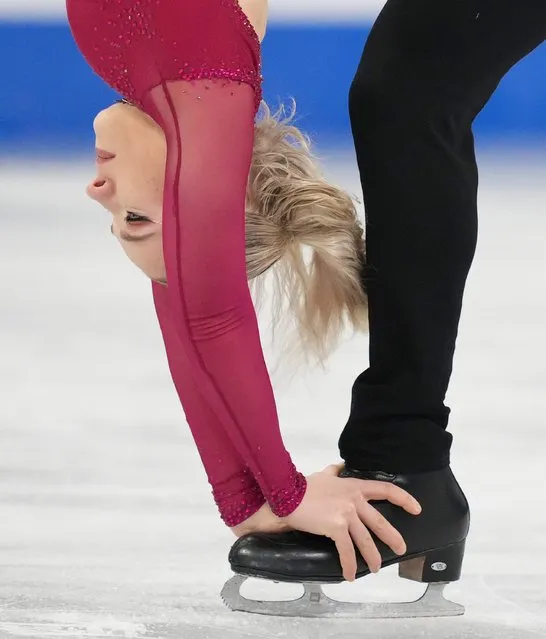 Natalie Taschlerova and Filip Taschler of the Czech Republic perform their free dance program in the ice dance competition at the figure skating world championships in Montreal, Saturday, March 23, 2024. (Photo by Christinne Muschi/The Canadian Press via AP Photo)