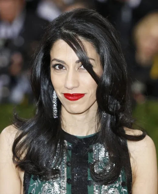 Political aide Huma Abedin arrives at the Metropolitan Museum of Art Costume Institute Gala (Met Gala) to celebrate the opening of “Manus x Machina: Fashion in an Age of Technology” in the Manhattan borough of New York, May 2, 2016. (Photo by Eduardo Munoz/Reuters)