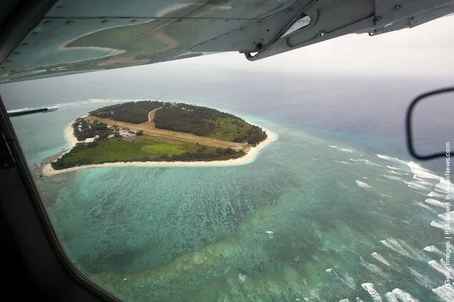 An aerial view of the island is seen on January 14, 2012 over Lady Elliot Island, Australia