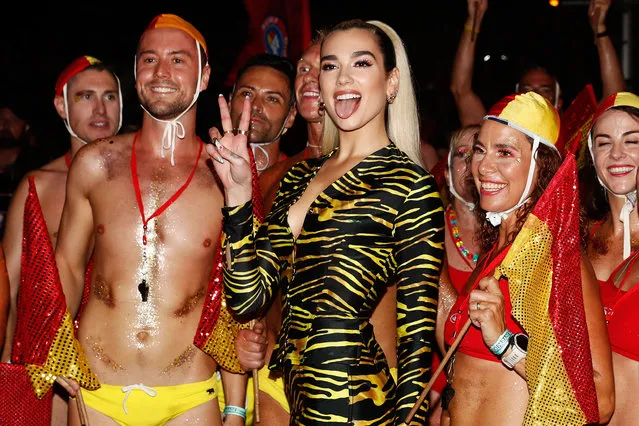 Dua Lipa poses for a photo during the 2020 Sydney Gay & Lesbian Mardi Gras Parade on February 29, 2020 in Sydney, Australia. The Sydney Mardi Gras parade began in 1978 as a march and commemoration of the 1969 Stonewall Riots of New York. It is an annual event promoting awareness of gay, lesbian, bisexual and transgender issues and themes. (Photo by Brendon Thorne/Getty Images)