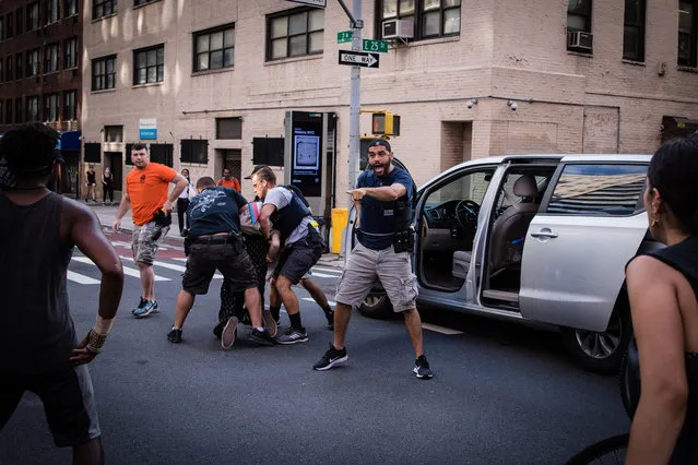 PLain clothed officers from the NYPD Warrant Squad snatch a female protester off the street during a rally on 2nd Avenue and 25th Street in Manhattan on Tuesday July 28, 2020 in New York City, USA. (Photo by Stefan Jeremiah/The New York Post)