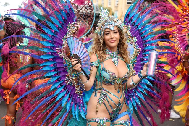 A samba dancer takes part in the Notting Hill Carnival, in London, Britain on August 26, 2024. (Photo by Mina Kim/Reuters)