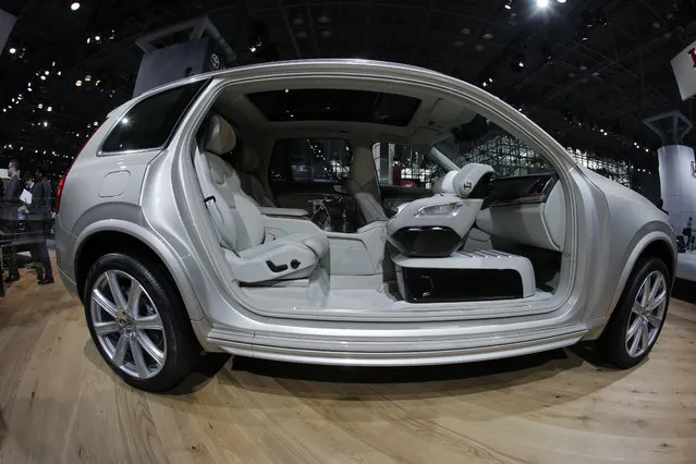The interior of the 2017 Volvo XC90 T6 is seen during the media preview of the 2016 New York International Auto Show in Manhattan, New York on March 24, 2016. (Photo by Brendan McDermid/Reuters)