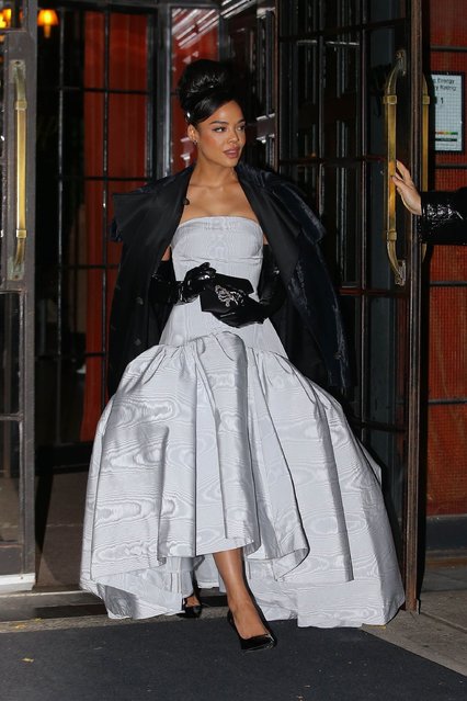 American actress Tessa Thompson looks glamorous leaving The Bowery Hotel to attend the Gotham Awards in New York City on November 29, 2021. (Photo by Ulices Ramales/Backgrid USA)