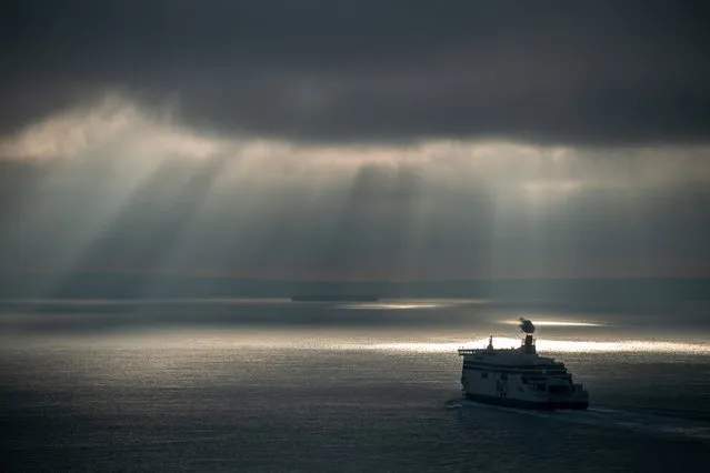 The first boats and ferries depart the port of Dover on January 1, 2021 in Dover, United Kingdom. Lorry drivers turned up to the port this morning for some of the first boats to leave the United Kingdom since the countrys official departure from the European Union. January 1st 2021 marks the first day of the UK's future outside the European Union. (Photo by Chris J. Ratcliffe/Getty Images)