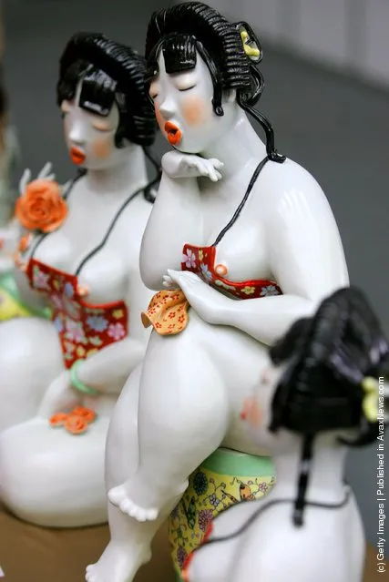 Ceramic works are displayed at the Qujiang International Conference and Exhibition Center at the International Academy of Ceramics 43rd General Assembly 2008 in Xian of Shaanxi Province, China