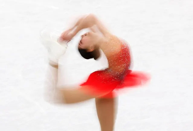 US Alysa Liu performs during the women's short program event at the ISU World Figure Skating Championships in Montpellier, southern France, on March 23, 2022. (Photo by Juan Medina/Reuters)