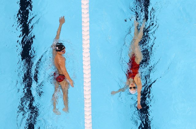 Athletes during training at the Paris La Defense Arena, in Nanterre, France on July 23, 2024. (Photo by Athit Perawongmetha/Reuters)