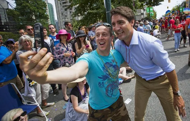 Justin Trudeau, leader of the Liberal Party of Canada, participates in the 37th Annual Vancouver Pride Parade in Vancouver, British Columbia August 2, 2015. (Photo by Ben Nelms/Reuters)