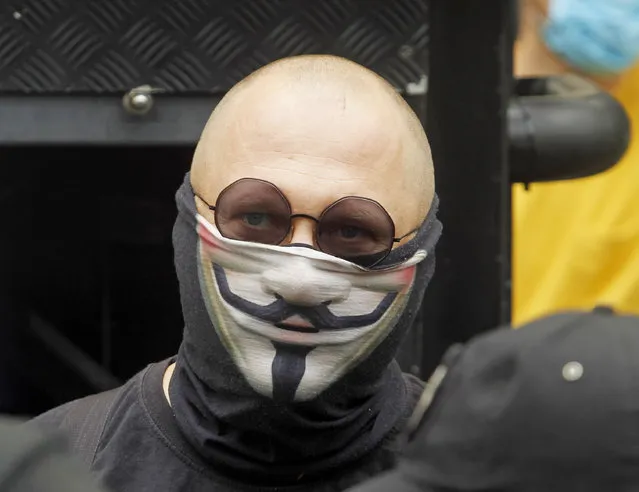 A man wearing a face mask is seen in the center of Kyiv, Ukraine, on 30 June, 2020. Ukraine appeared in the list of countries with a high rate of COVID-19 coronavirus epidemic spread. The World Health Organization says that at least 11 countries in Europe, including Albania, Azerbaijan, Bosnia and Herzegovina, Armenia, Northern Macedonia, Kazakhstan, Kyrgyzstan, Kosovo, Moldova, Sweden an Ukraine, the coronavirus spread has increased, as media reported. (Photo by NurPhoto via Getty Images/Stringer)