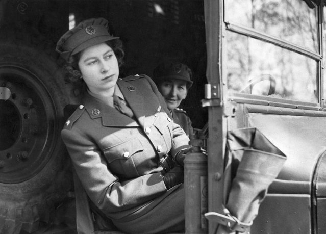 Princess Elizabeth (now Queen Elizabeth II) driving an ambulance during her wartime service in the  A.T.S. (Auxiliary Territorial Service), 10th April 1945. (Photo by Popperfoto via Getty Images/Getty Images)