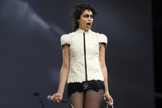 English singer Celeste performs on the pyramid stage at Glastonbury Festival at Worthy Farm in Pilton, Somerset, Britain, on June 29, 2025. (Photo by Jaimi Joy/Reuters)