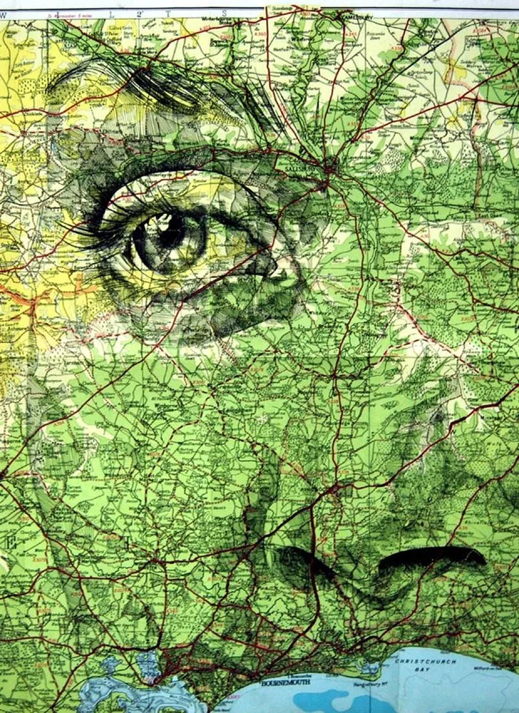 Illustrator Blends Maps and Art in Stunning Face Portraits