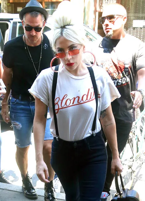 Lady Gaga and Christian Carino out and about in New York City, NY on July 2, 2018. The pair was seen making their way through a crowd of fans. (Photo by Splash News and Pictures)
