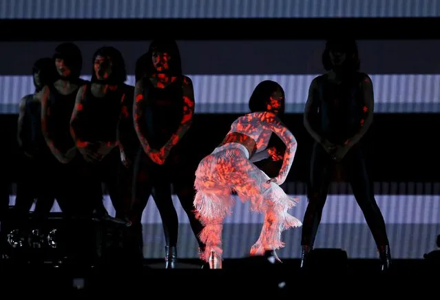Rihanna performs at the BRIT Awards at the O2 arena in London, Britain, February 24, 2016. (Photo by Stefan Wermuth/Reuters)