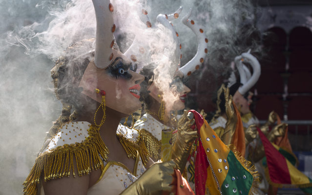 Dancers perform the traditional “Diablada” or Dance of the Devils during the Carnival in Oruro, Bolivia, Saturday, March 2, 2019. (Photo by Juan Karita/AP Photo)