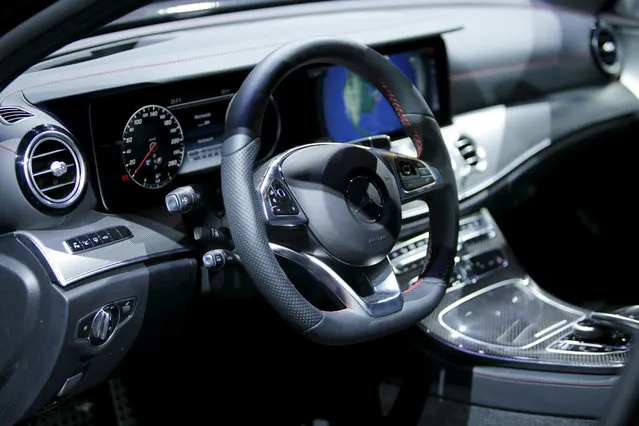 The interior of the Mercedes Benz GLC Coupe is seen during the media preview of the 2016 New York International Auto Show in Manhattan, New York on March 23, 2016. (Photo by Eduardo Munoz/Reuters)