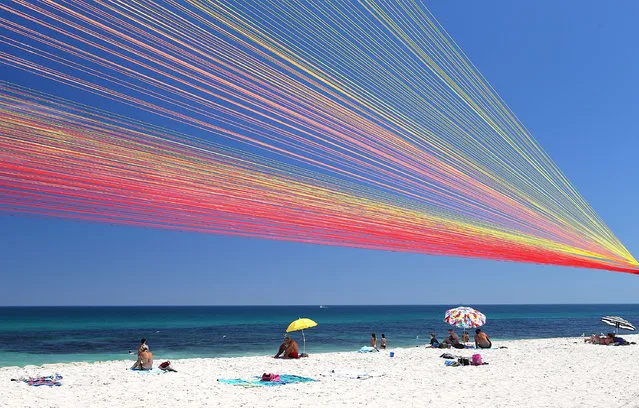 Permanent sunset by artist Alejandro Propato is seen at the 10th annual Sculpture by the Sea at Cottesloe Beach on March 7, 2014 in Perth, Australia. (Photo by Paul Kane/Getty Images)