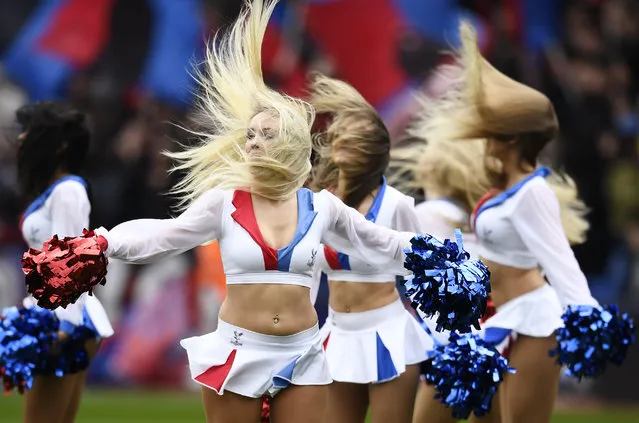 Football Soccer, Crystal Palace v Norwich City, Barclays Premier League, Selhurst Park on April 9, 2016: Cheerleaders perform before the game. (Photo by Dylan Martinez/Reuters/Livepic)