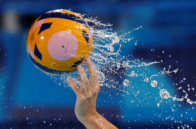 Konstantin Kharkov of Croatia in action against Montenegro in the men's water polo preliminary round on July 28, 2024. (Photo by Stefan Wermuth/Reuters)