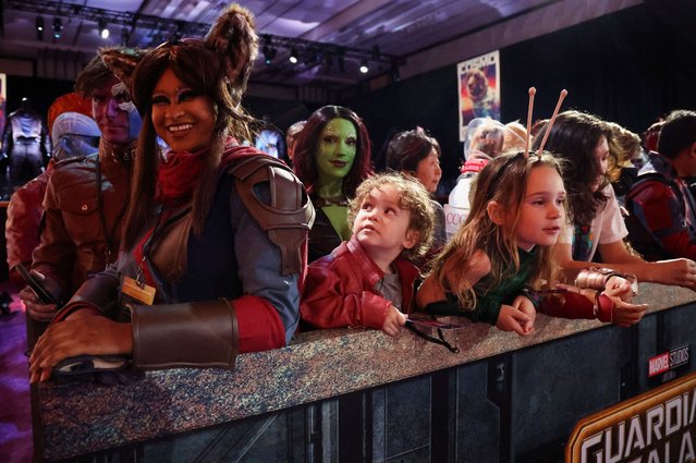 Fans in costumes stand together as they attend the premiere of “Guardians of the Galaxy Vol. 3” in Los Angeles, California, U.S., April 27, 2023. (Photo by Mario Anzuoni/Reuters)