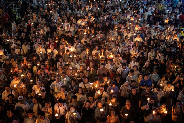 Filipino Catholic devotees participate in the annual procession of Our Lady of the Holy Rosary La Naval de Manila in Quezon City, Philippines, on October 13, 2024. (Photo by Eloisa Lopez/Reuters)