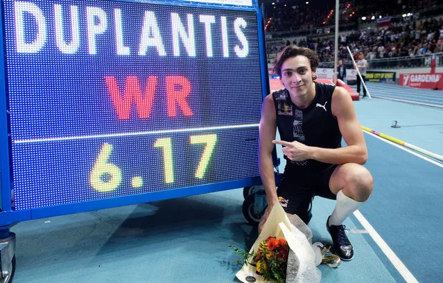 Armand Duplantis of Sweden set new pole vault world record during Copernicus Cup on February 8, 2020 in Torun, Poland. (Photo by Rafal Oleksiewicz/PressFocus)