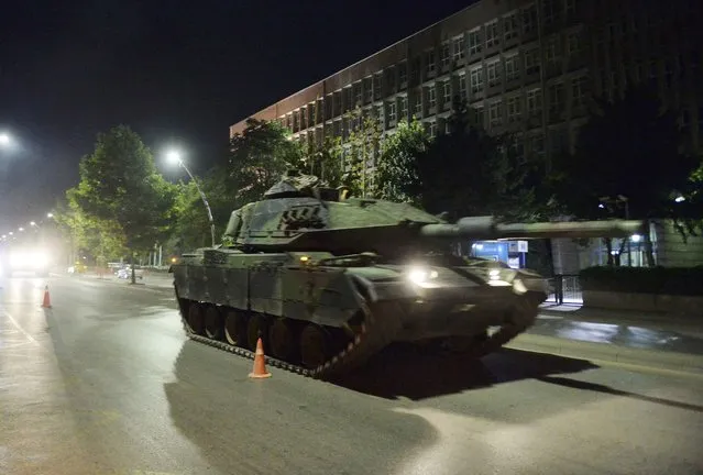 A Turkish army tank drives on a street in Ankara, Turkey July 16, 2016. (Photo by Reuters/Stringer)
