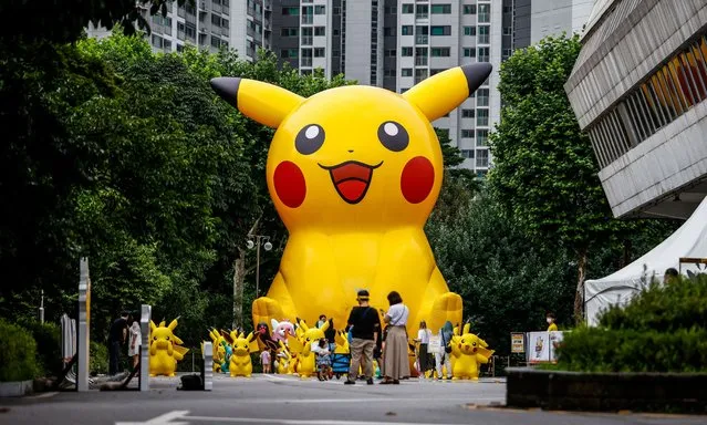 A giant Pikachu is paraded during the Formula E World Championship, on the Seoul street circuit, South Korea on August 11, 2022. (Photo by Julien Delfosse/DPPI/Rex Features/Shutterstock)