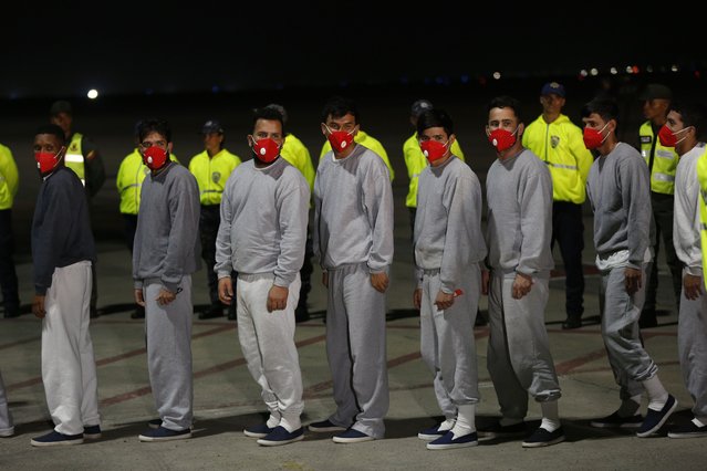 Venezuelan migrants deported from the United States arrive at Simon Bolivar International Airport in Maiquetia, Venezuela, Thursday, February 20, 2025. (Photo by Cristian Hernandez/AP Photo)