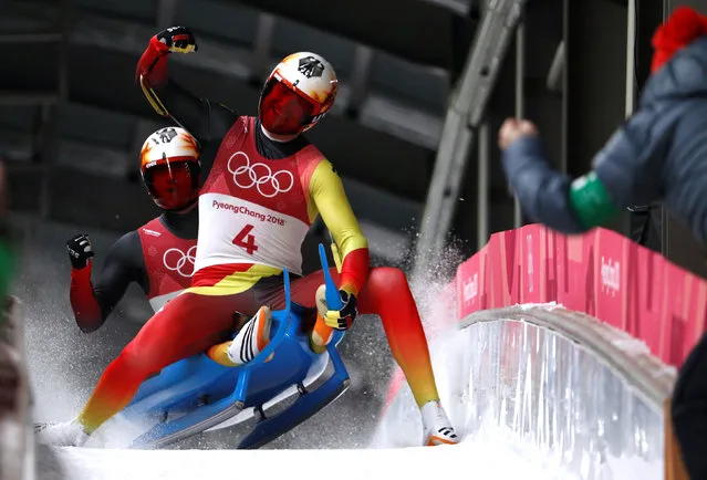 Germany' s Toni Eggert and Sascha Benecken compete in the doubles luge run 2 final during the Pyeongchang 2018 Winter Olympic Games at the Olympic Sliding Centre on February 14, 2018 in Pyeongchang. (Photo by Edgar Su/Reuters)