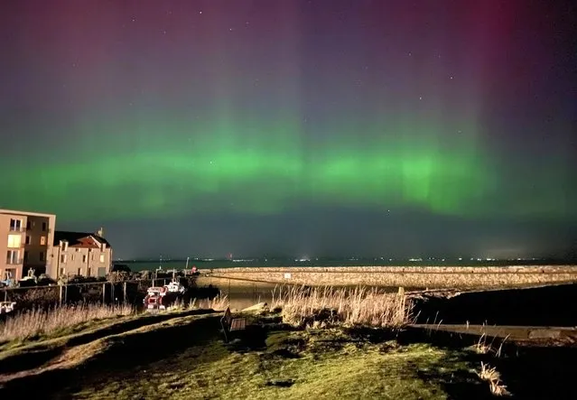 The northern lights above the Scottish town St Andrews, United Kingdom on February 26, 2023. (Photo by Payton Cooney/St Leonard's School/PA Wire Press Association)