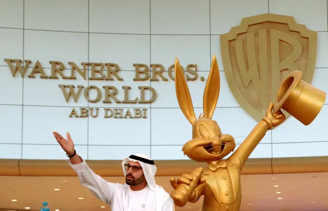 Mohamed Khalifa Al Mubarak, Chairman of Abu Dhabi Tourism and Culture Authority speaks during a media preview of Warner Bros. World Abu Dhabi theme park in Abu Dhabi, United Arab Emirates April 18, 2018. Abu Dhabi will open the $1 billion indoor amusement park this July, officials announced Wednesday, the latest offering in a crowded market in the United Arab Emirates where one marquee park already faces serious financial problems. (Photo by Christopher Pike/Reuters)