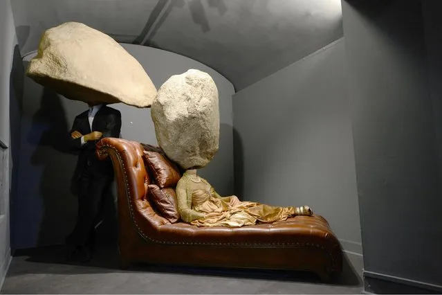 “Teenager Teenager”, an installation by the collaborative Chinese artists Sun Yuan and Peng Yu, at the exhibition “Crazy. Madness in contemporary art” in Rome on February 18, 2022. (Photo by Gloria Imbrogno/LiveMedia/Rex Features/Shutterstock)
