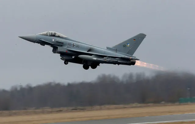 German Air Force Eurofighter Typhoon takes-off during the air policing scramble in Amari air base, Estonia, March 2, 2017. (Photo by Ints Kalnins/Reuters)